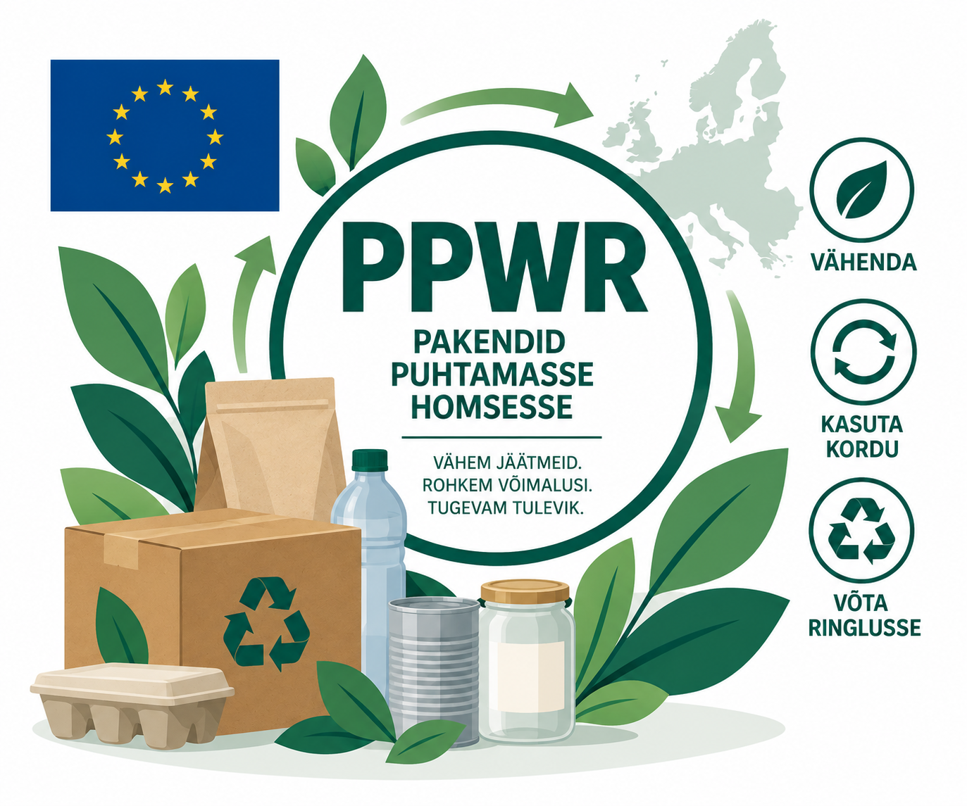 PPWR hakkas kohalduma – mida tähendab uus pakendimäärus Eesti ettevõtetele? Alates 12. augustist 2026 hakkasid Euroopa Liidus kohalduma uue pakendite ja pakendi